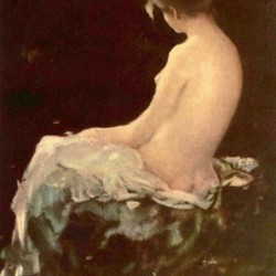 Nude woman before bathing